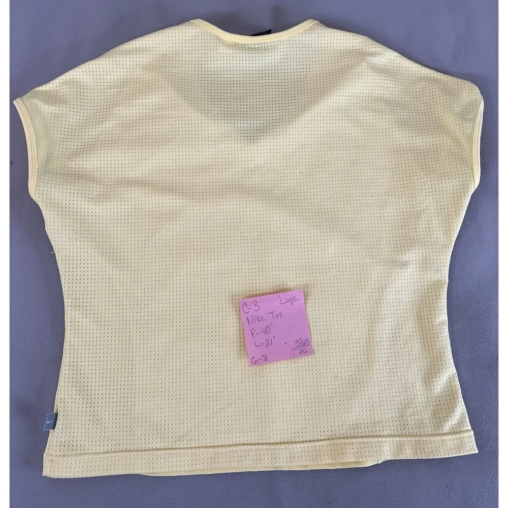 Vintage Nike Top Yellow Women's Sz Large Y2K Golf Tennis V- Neck